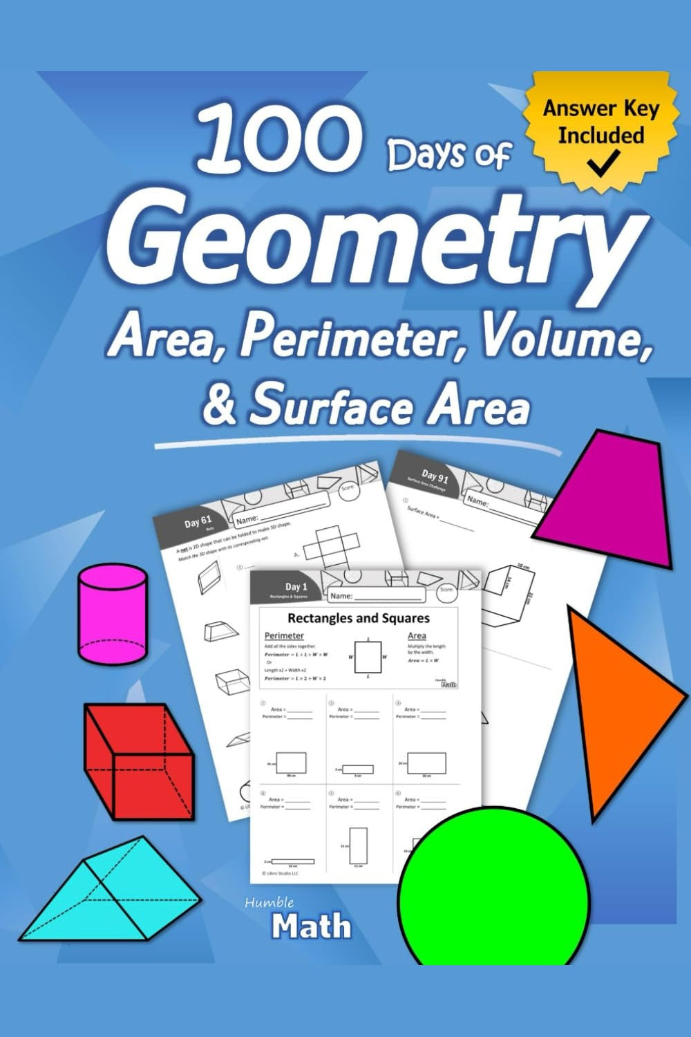 Humble Math: Area, Perimeter, Volume & Surface Area Workbook (Grades 6-8)