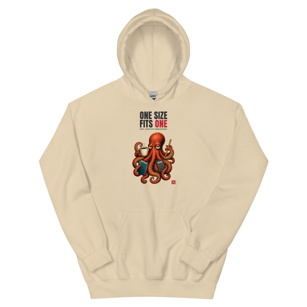 One Size Fits One Octopus - Pullover Hoodie in Sand - One Size Fits One octopus front print