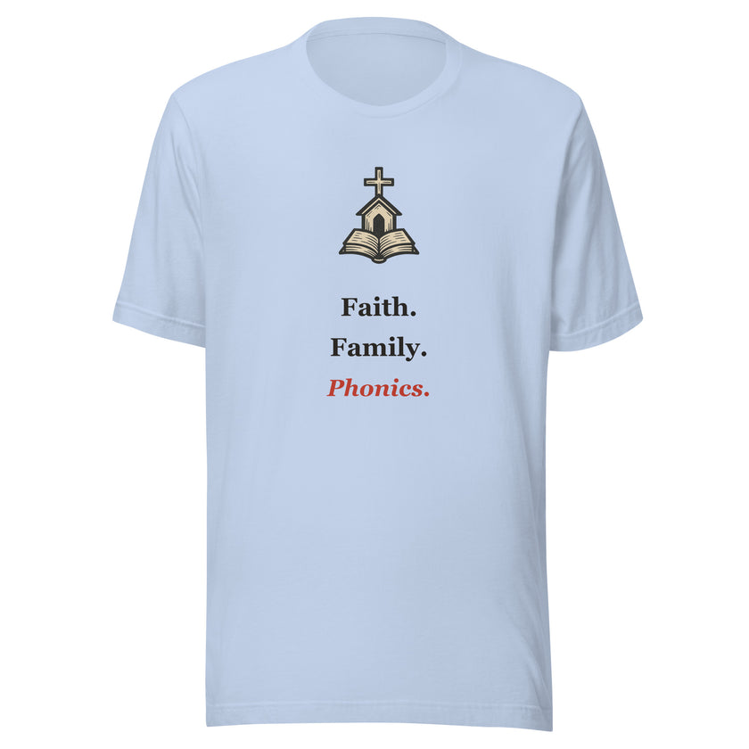 Christian Homeschool Shirt — Faith. Family. Phonics.