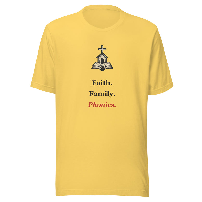 Christian Homeschool Shirt — Faith. Family. Phonics.